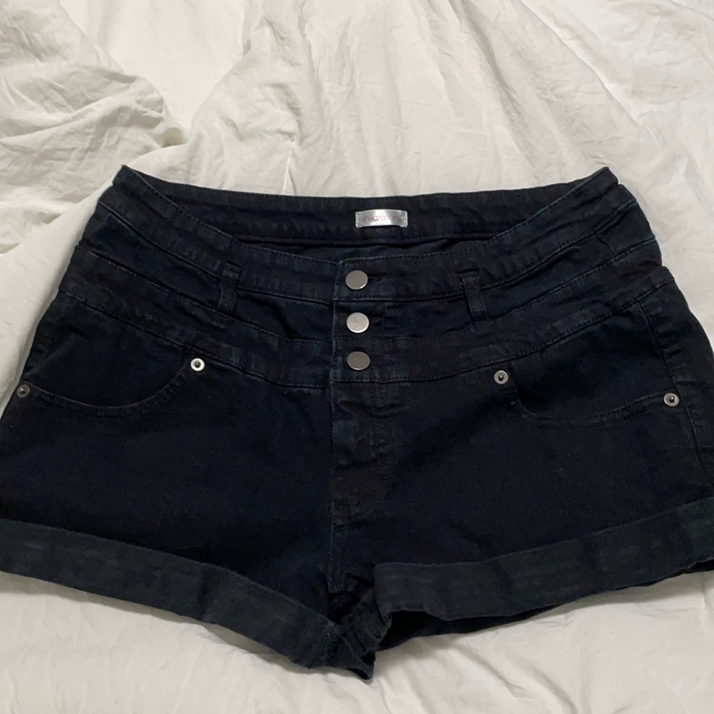 Black three button shorts